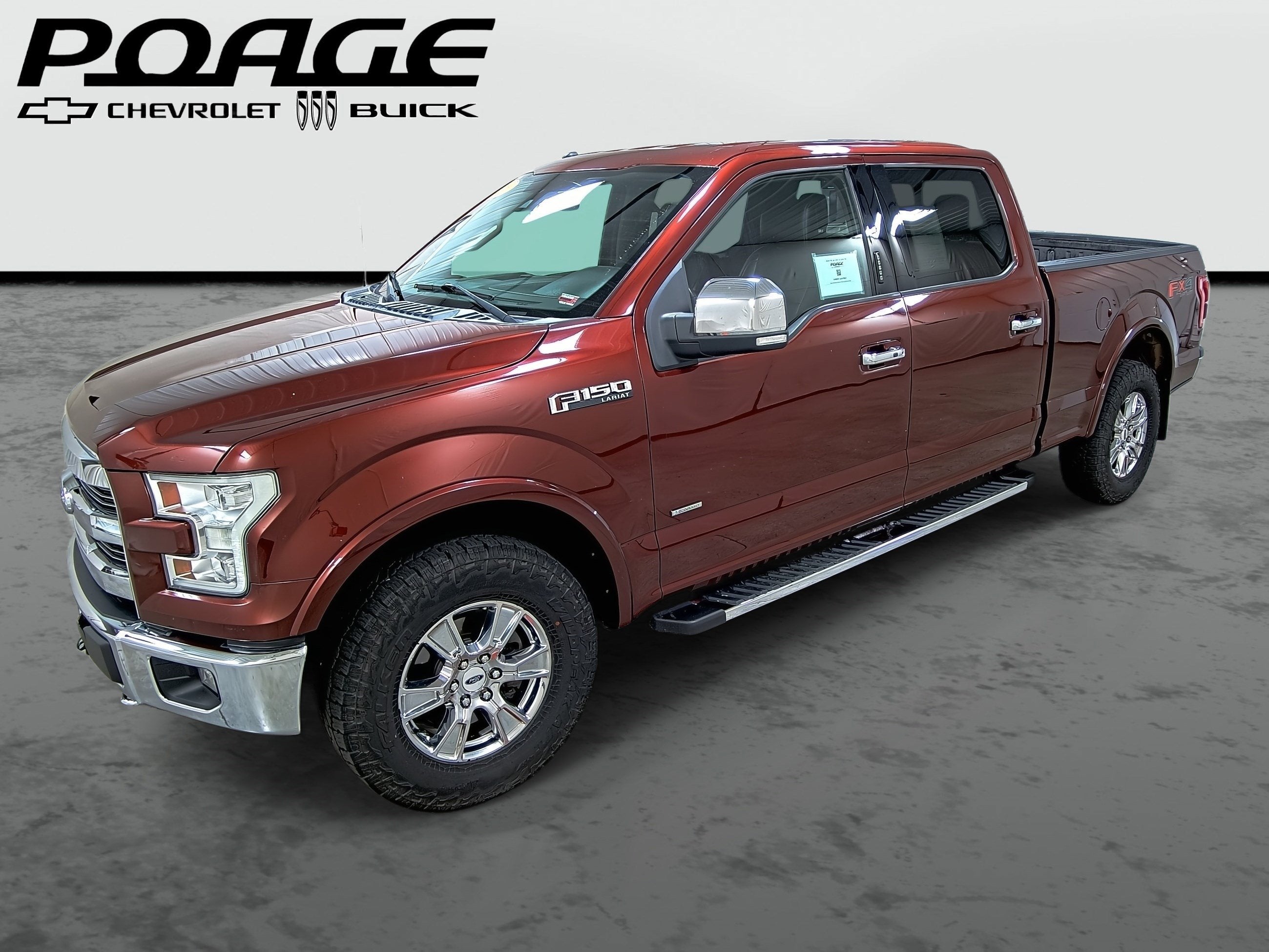2016 Ford F-150 LARIAT in Brown — front three-quarter view