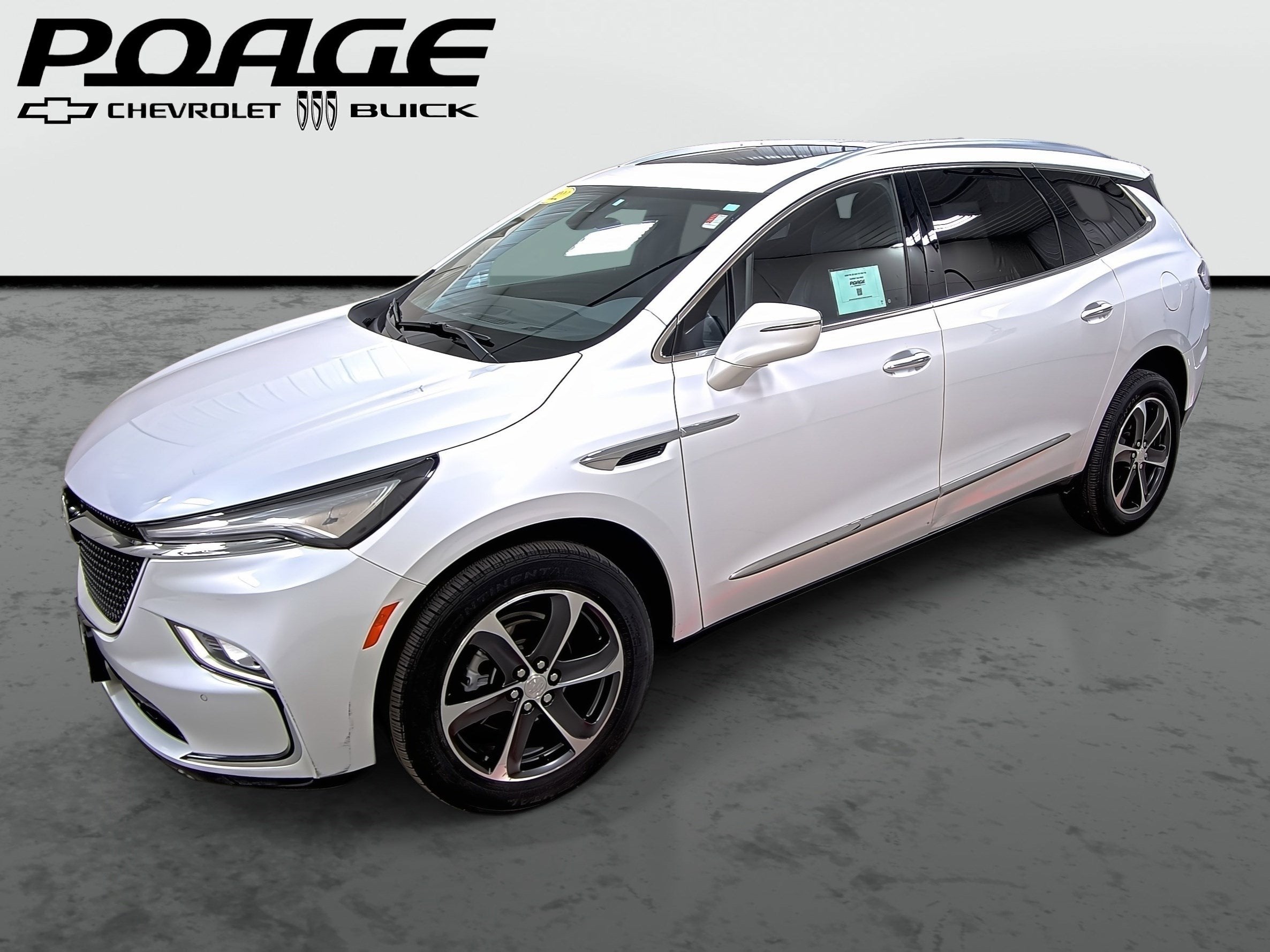 2022 Buick Enclave Essence in White Frost Tricoat — front three-quarter view