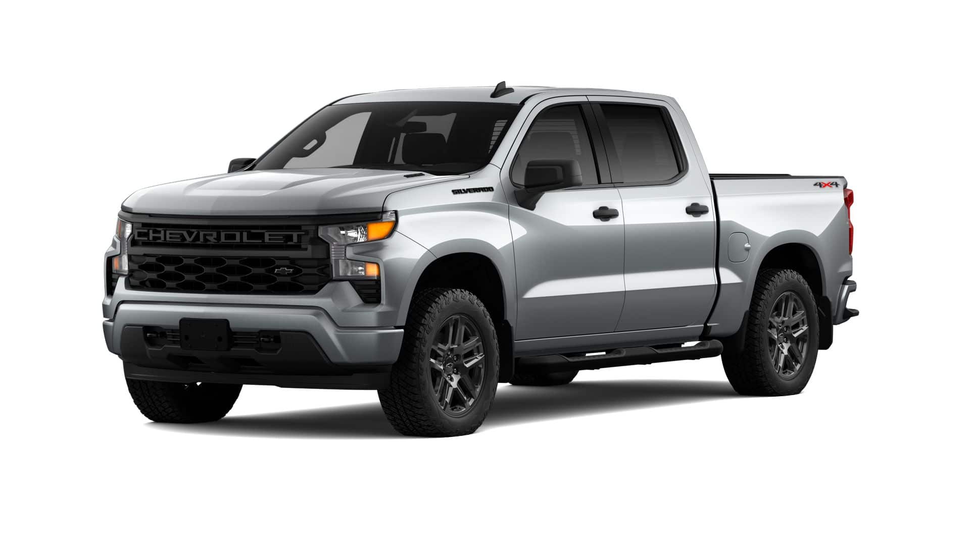 2026 Chevrolet Silverado 1500 Custom in Sterling Gray Metallic — front three-quarter view