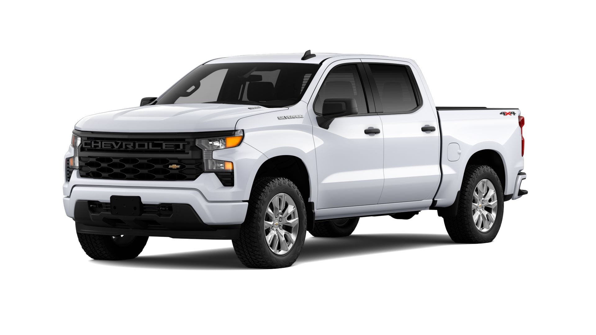 2026 Chevrolet Silverado 1500 Custom in Summit White — front three-quarter view