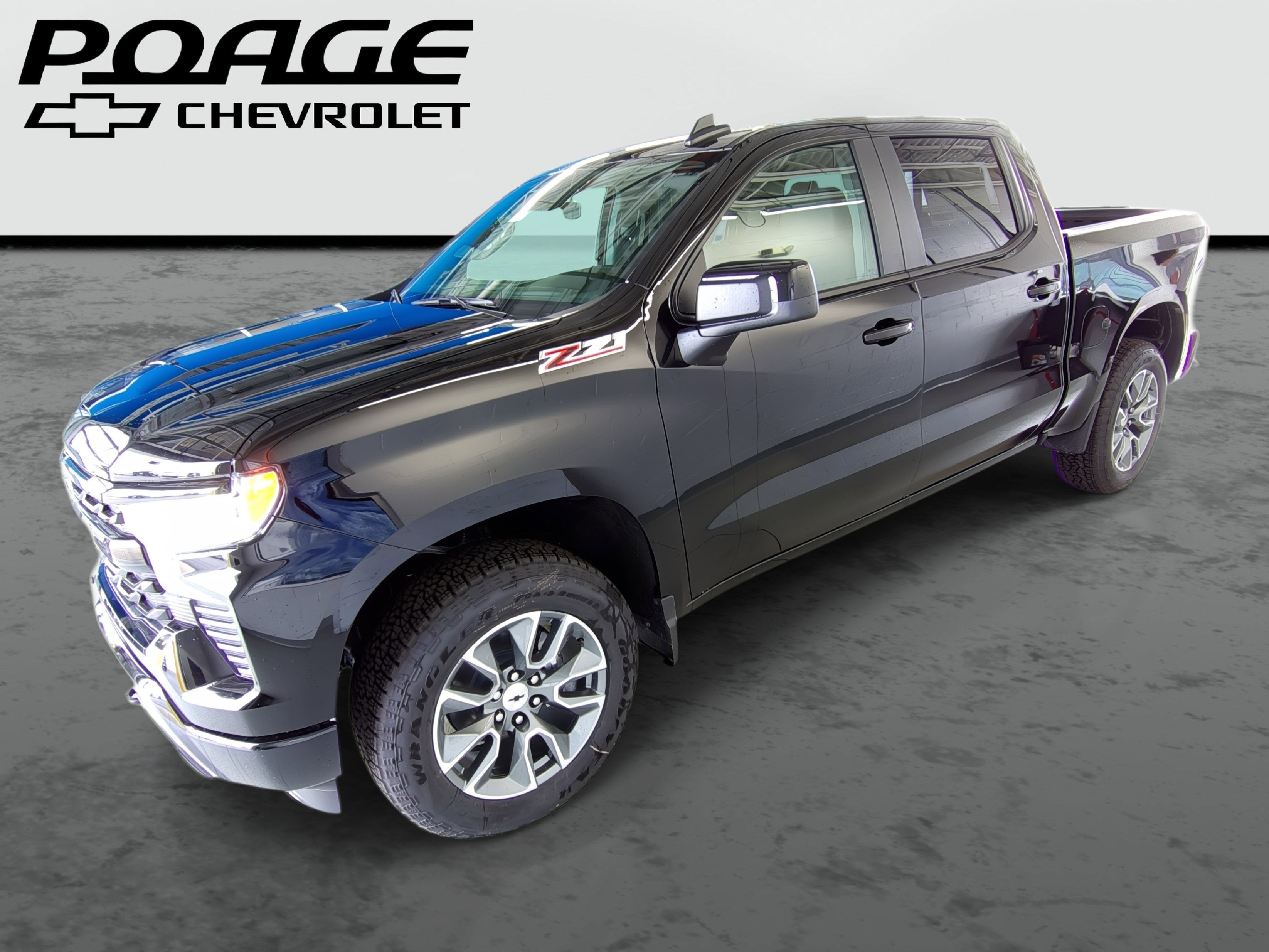 2026 Chevrolet Silverado 1500 RST in Black — front three-quarter view